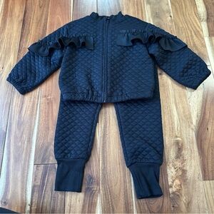 Habitual girl 2pc Black Quilted Ruffle Tracksuit. Size 2T